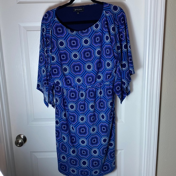 Grayson Dress Midi Split Flutter Sleeve elastic waistband scoop neckline Size M - Picture 6 of 7